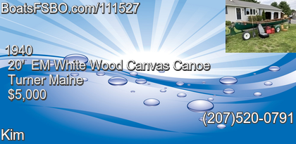 EM White Wood Canvas Canoe